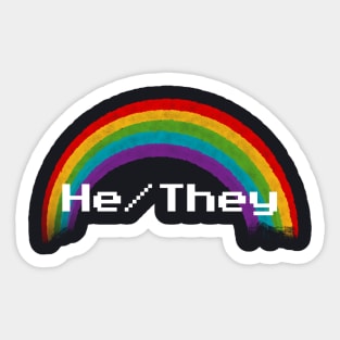 Rainbow Pronouns - He/They Sticker